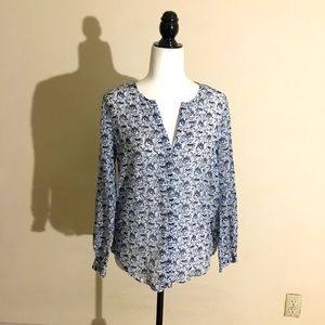 Joie Split Blue Neck Silk Blouse Size: Small